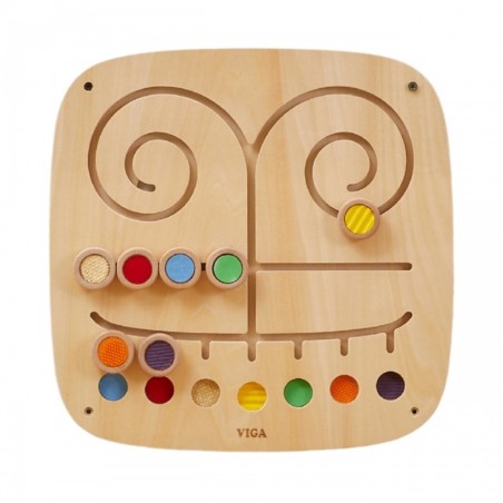 Puidust sensoorne tegelustahvel - labürint puuduta ja sobita