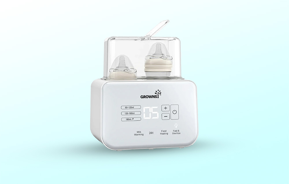Warmer with two bottles placed on a light background