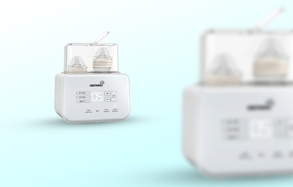 Main warmer with bottles in the foreground and a second one blurred in the background